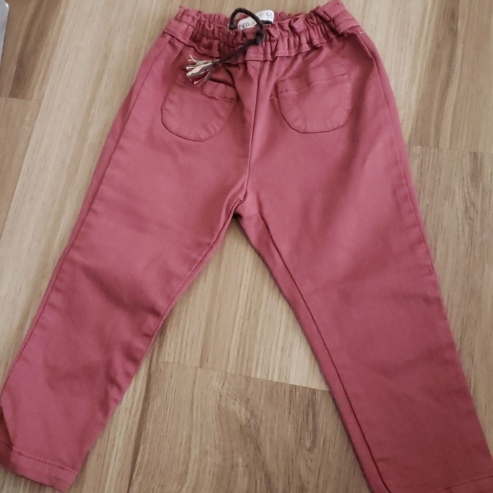 Dusty pink/red paperbag pants
